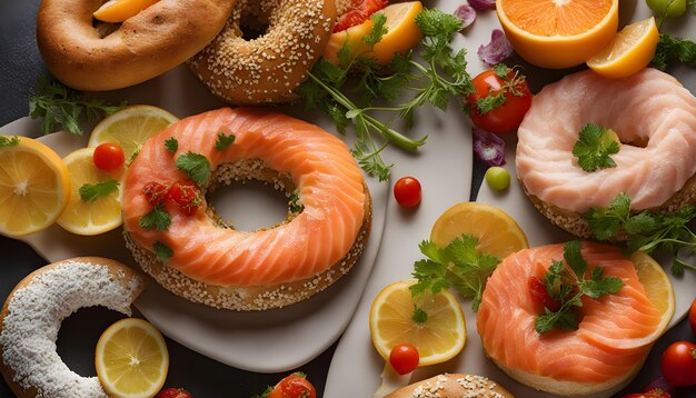 a bagel with a bagel and a bagel with a bagel on it