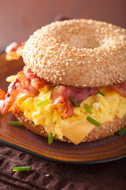 Bagel with egg, bacon and cheese