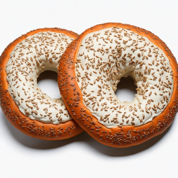 Photo bagel with sesame seeds isolated on white background top view ai generated