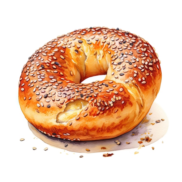 A bagel with sesame seeds on it