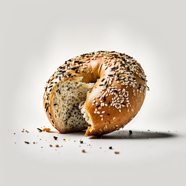 A bagel with sesame seeds and sesame seeds on it