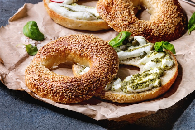 Bagels with cream cheese