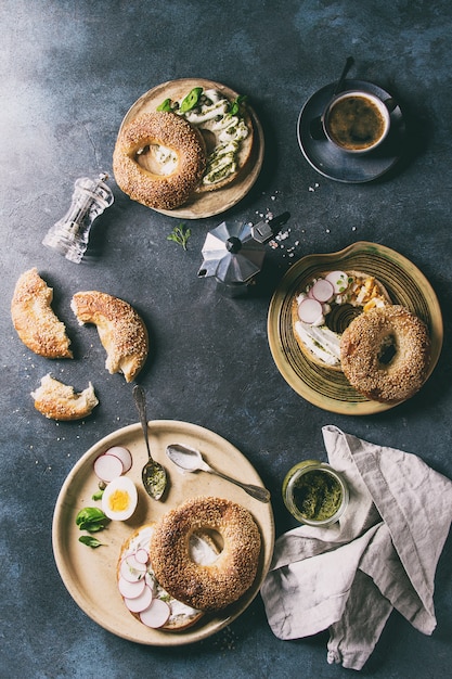 Bagels with cream cheese