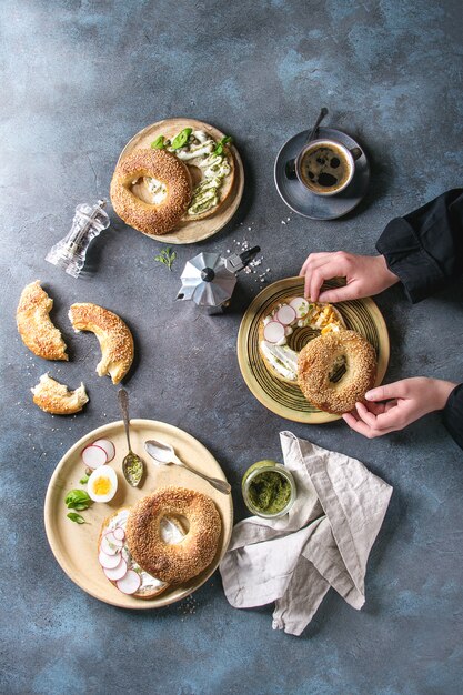 Bagels with cream cheese