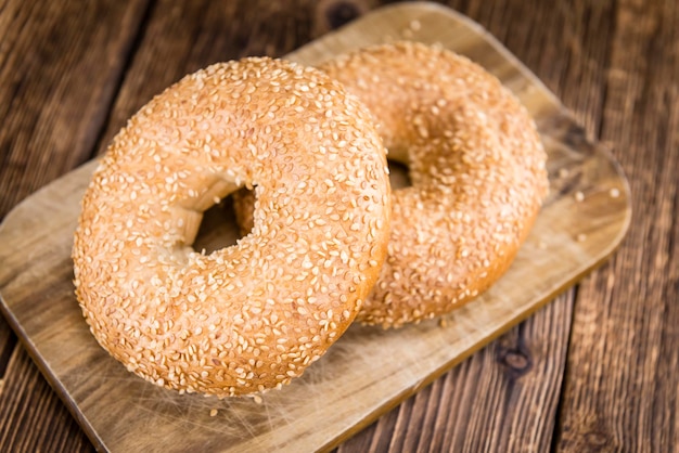 Bagels with Sesame selective focus