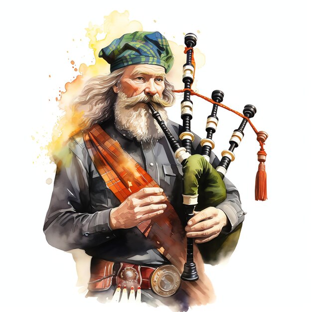 Bagpipes player watercolor