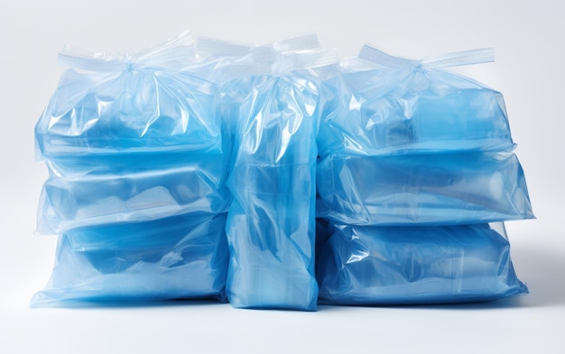 Photo bags of blue plastic