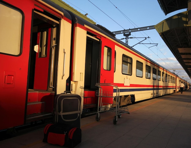 Bags and suitcases at the train station