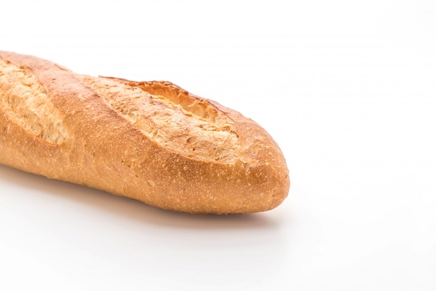 baguette bread on white background