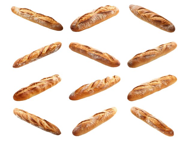 Baguette collectie geïsoleerd op een witte achtergrond met AI gegenereerd