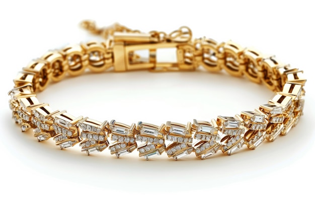 Baguette diamant armband op witte achtergrond