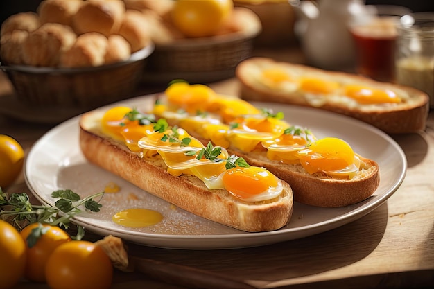 Baguette Slices Breakfast Perfection