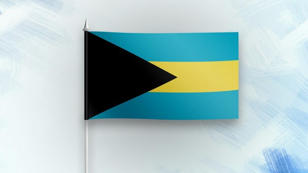 Bahama's 3D render vlag op een blauwe textuur achtergrond