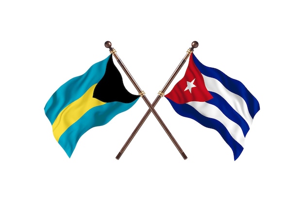 Bahama's versus Cuba Twee landen vlaggen achtergrond