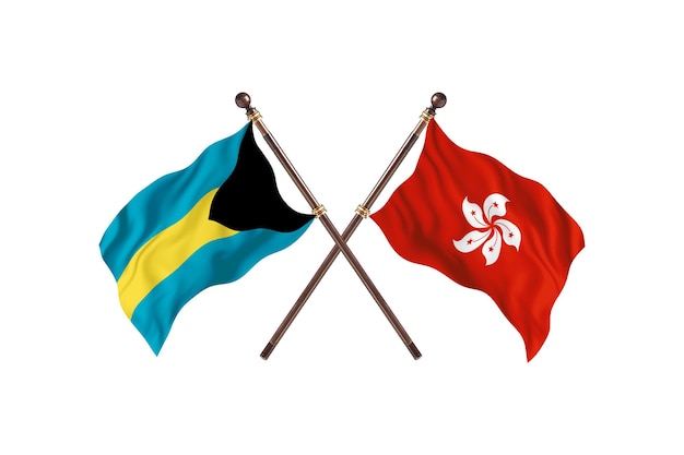 Bahama's versus Hong Kong twee landen vlaggen achtergrond