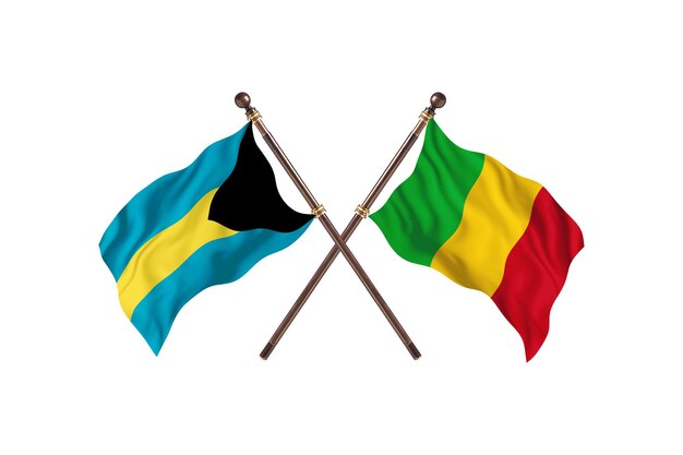 Bahama's versus Mali Twee landen vlaggen achtergrond