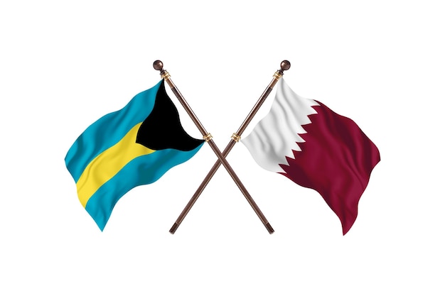 Bahama's versus Qatar Twee landen vlaggen achtergrond