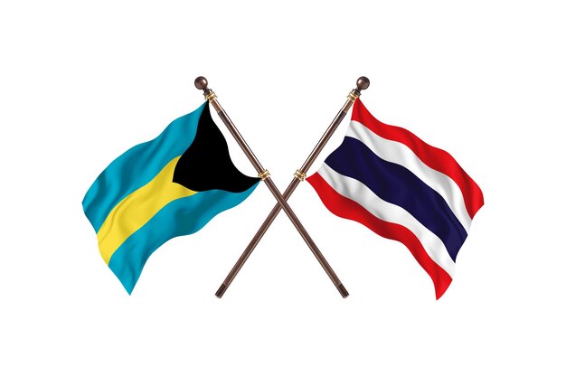 Bahama's versus Thailand twee landen vlaggen achtergrond