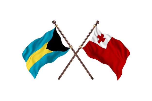 Bahama's versus Tonga Twee landen vlaggen achtergrond