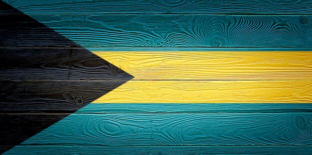 Bahamas flag painted on wooden planks