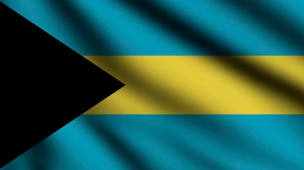 Bahamas flag waving in the wind with 3d style background