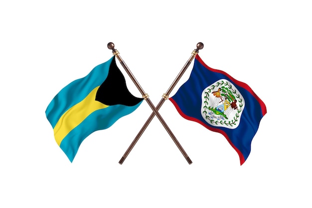 Bahamas  versus Belize Two Countries Flags Background