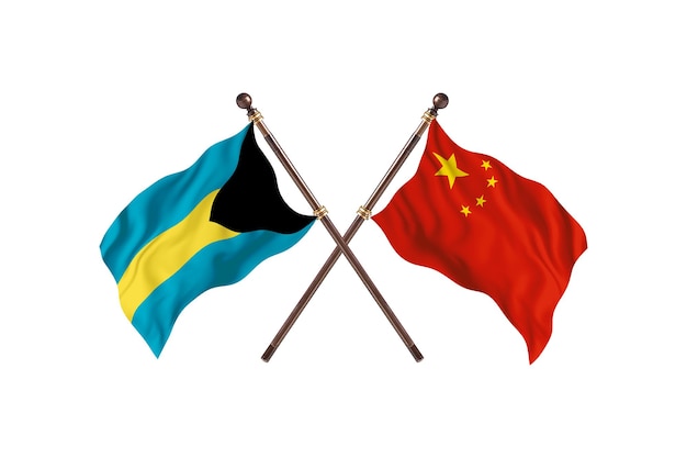 Bahamas  versus China Two Countries Flags Background