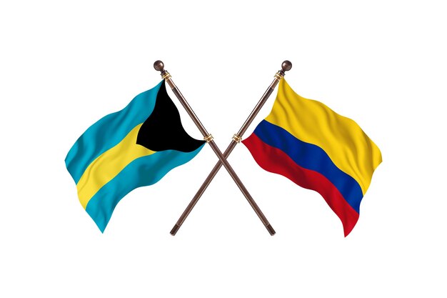 Bahamas  versus Colombia Two Countries Flags Background