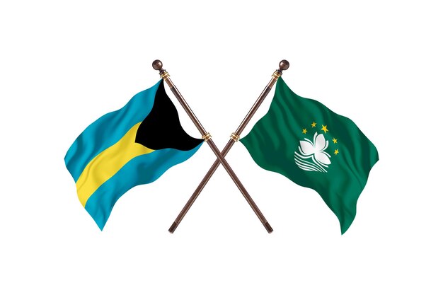 Багамы против фона флагов двух стран Макао