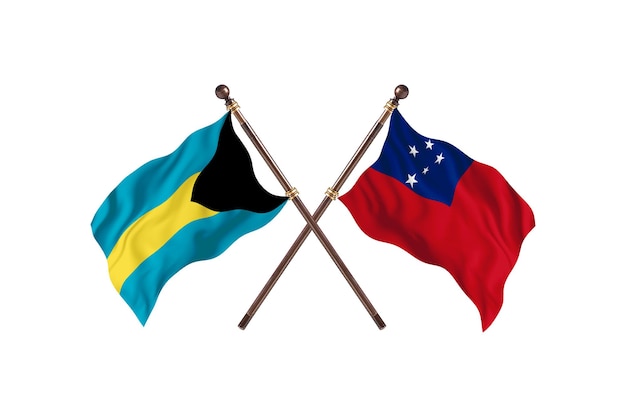 Bahamas versus Samoa  Two Countries Flags Background