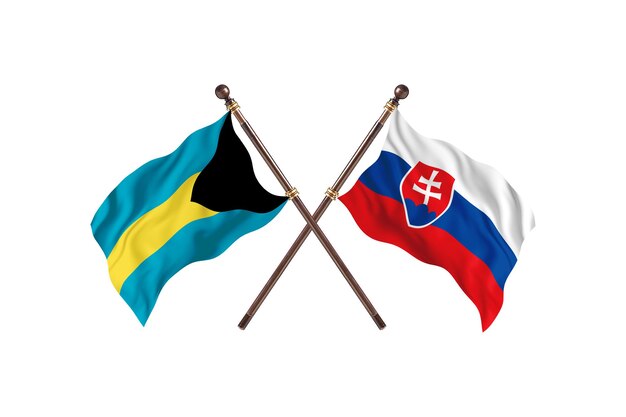 Bahamas versus Slovakia Two Countries Flags Background