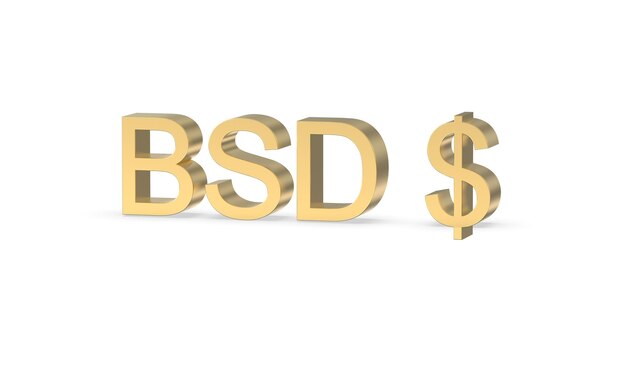 Bahamian Dollar Currency symbol of Bahamas in golden 3d