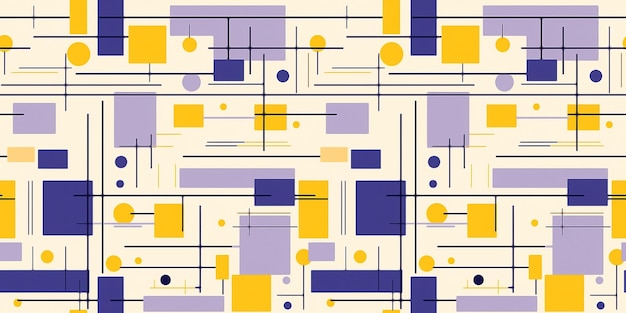 bahaus abstract geometric shapes colorful vintage repeating seamless colored tile pattern