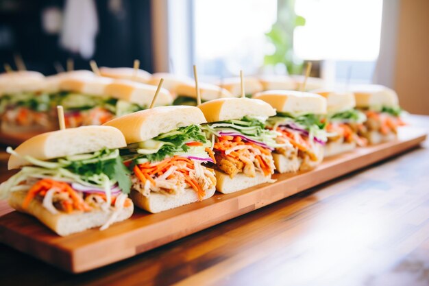 Foto bahn mi broodjes in een rij.