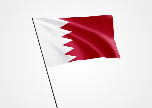 Bahrain flag flying high in the isolated background December 16th Bahrain independence day