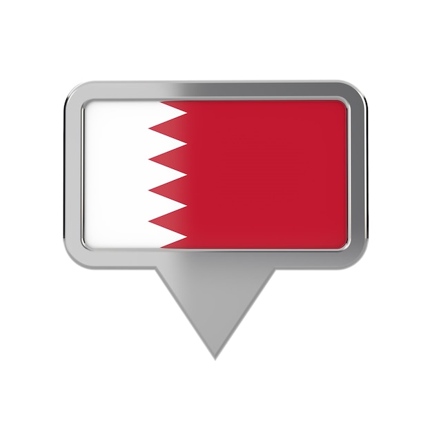 Bahrain flag location marker icon 3D Rendering