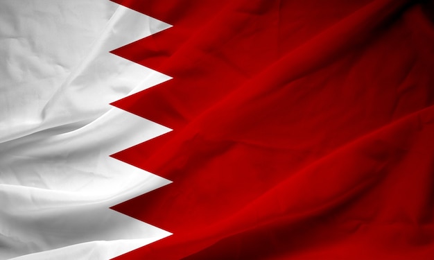 Bahrain flag on satin texture.