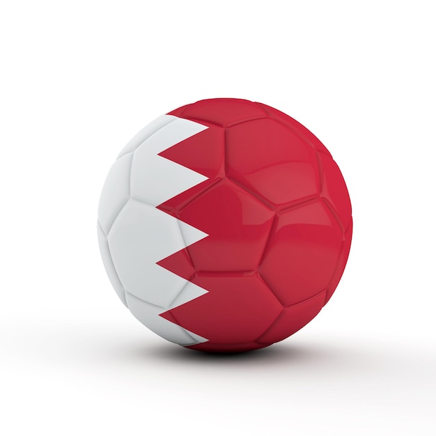 Bahrain flag soccer football against a plain white background 3D Rendering