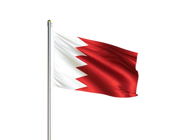 Bahrain national flag waving in isolated white background Bahrain flag 3D illustration