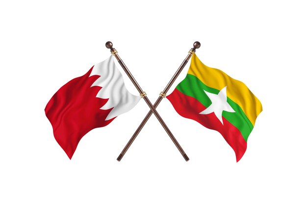 Bahrain versus Burma Two Countries Flags Background