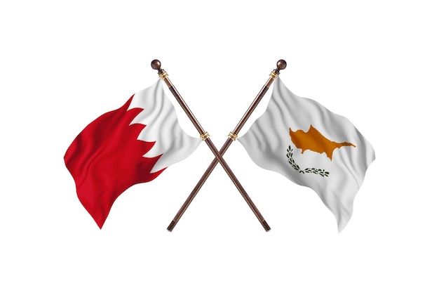 Bahrain versus Cyprus Two Countries Flags Background