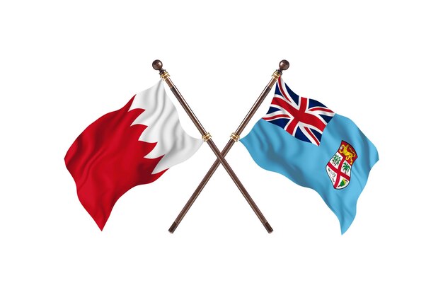 Bahrain versus Fiji Two Countries Flags Background