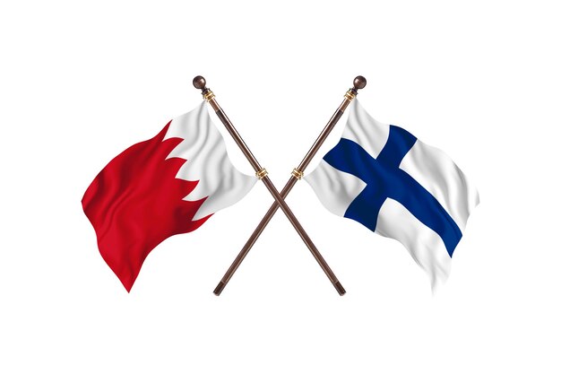 Bahrain versus Finland Two Countries Flags Background