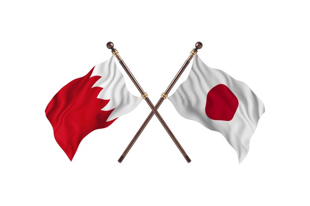 Bahrain versus Japan Two Countries Flags Background