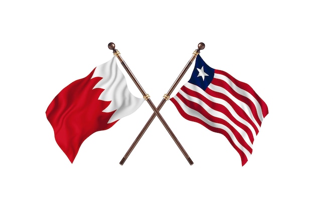 Bahrain versus Liberia Two Countries Flags Background