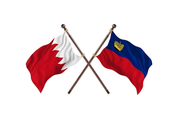 Bahrain versus Liechtenstein Two Countries Flags Background