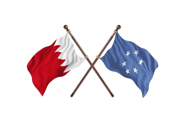 Bahrain versus Micronesia Two Countries Flags Background