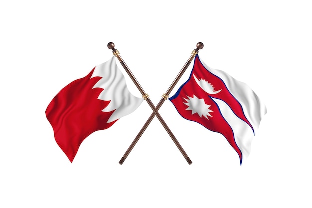 Bahrain versus Nepal Two Countries Flags Background