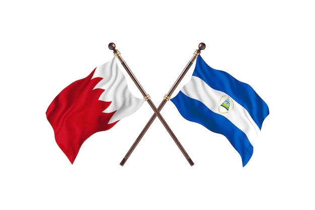 Bahrain versus Nicaragua Two Countries Flags Background