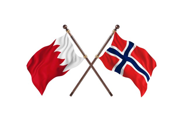 Bahrain versus Norway Two Countries Flags Background